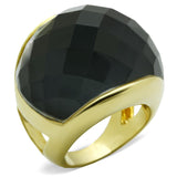 Gold Brass Ring with Precious Stone Conch in White