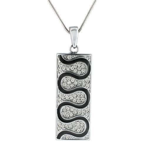 Rhodium Brass Pendant with Top Grade Crystal  in Clear