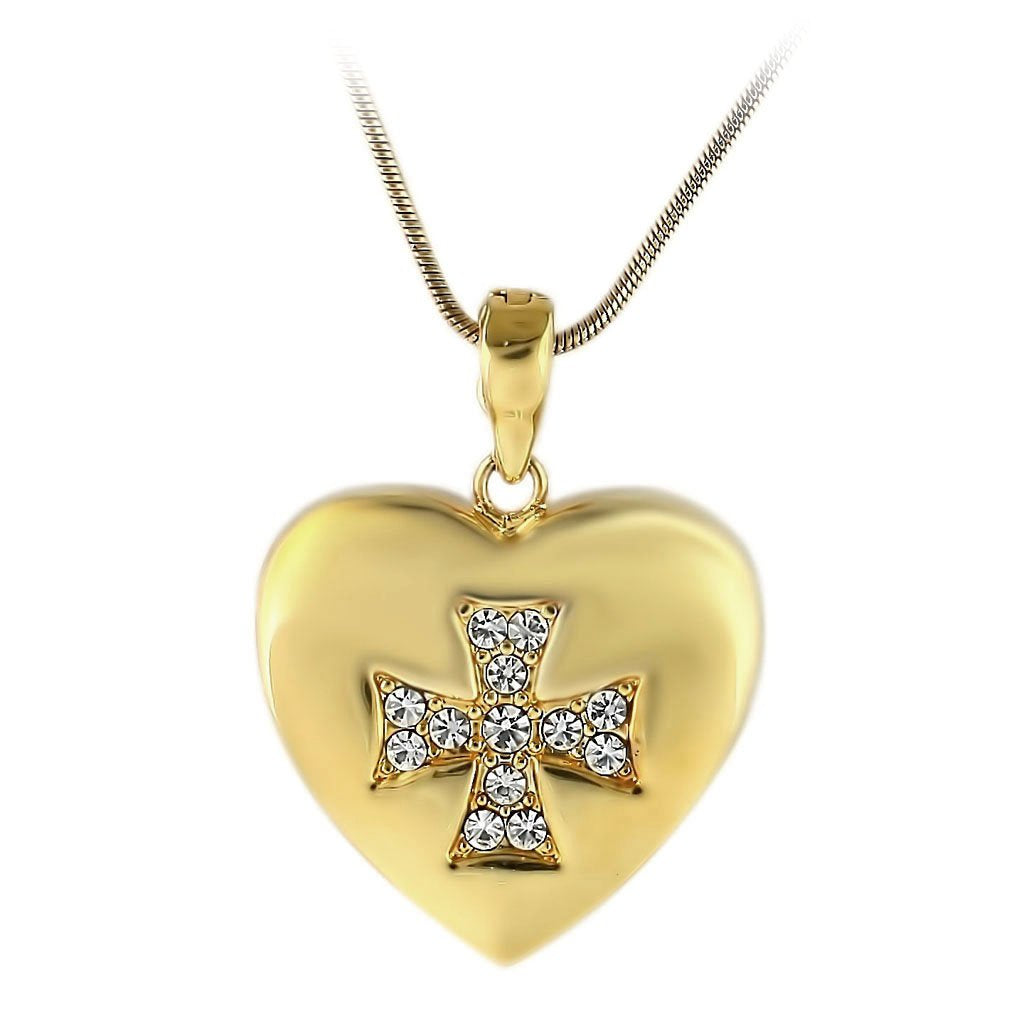 Gold Brass Pendant with Top Grade Crystal  in Clear