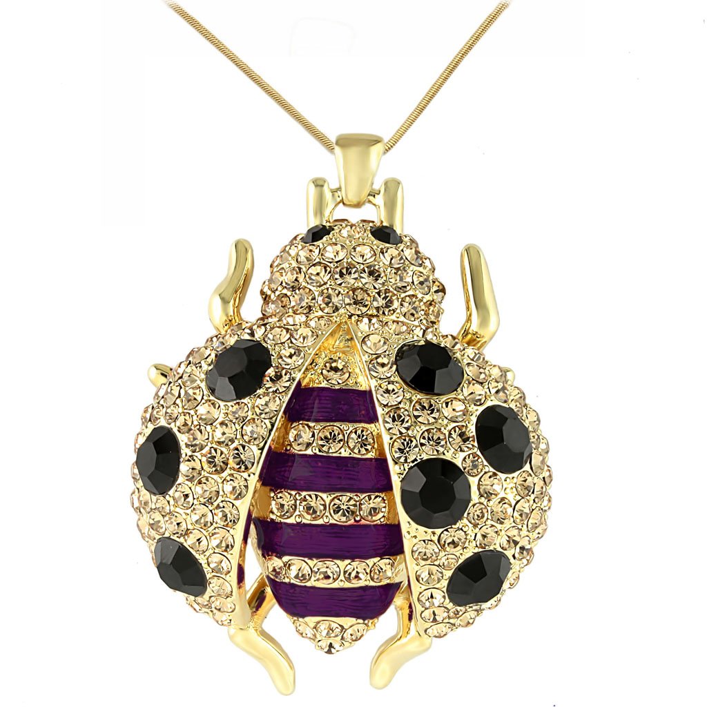 Gold Brass Pendant with Top Grade Crystal  in Jet