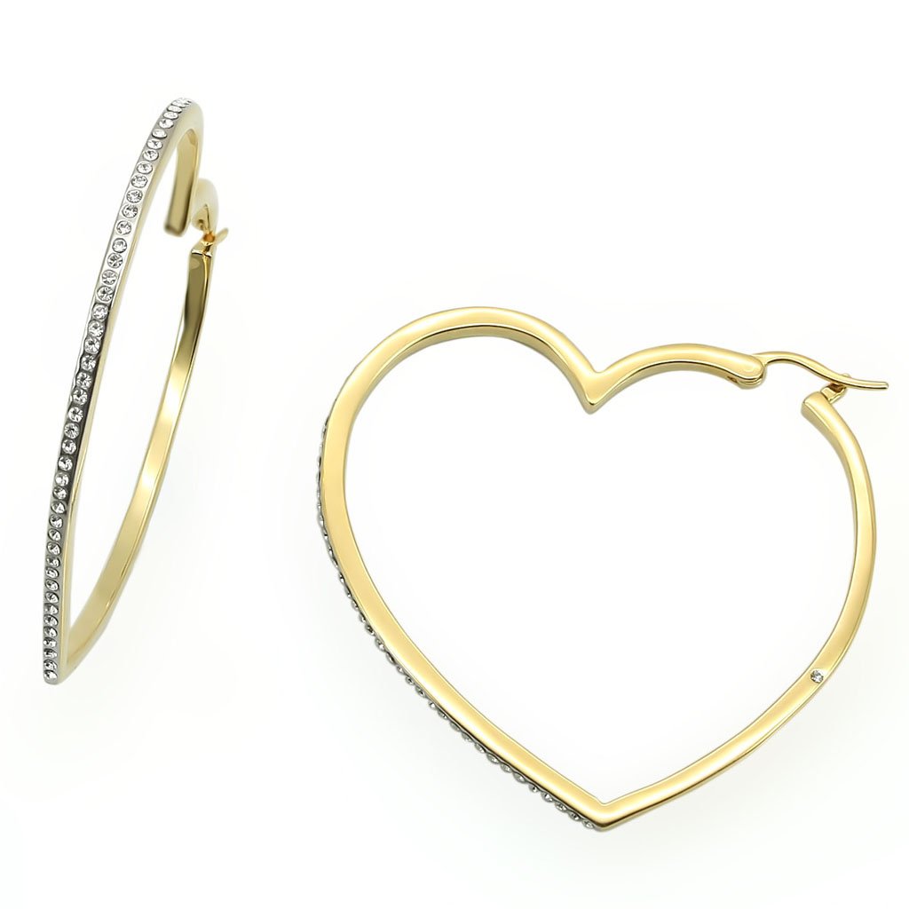 Gold Brass Earrings with Top Grade Crystal  in Clear