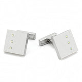 Rhodium Brass Cufflink with Top Grade Crystal  in Aurora Borealis (Rainbow Effect)