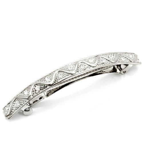 Rhodium White Metal Tiaras & Hair Clip with Top Grade Crystal  in Clear
