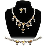 Rhodium Brass Jewelry Sets with AAA Grade CZ  in Multi Color