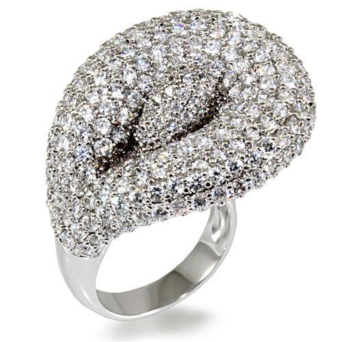 Rhodium Brass Ring with AAA Grade CZ  in Clear