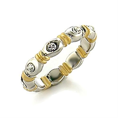 Matte Gold & Rhodium Brass Toe Ring with Top Grade Crystal  in Clear