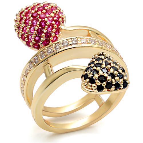Imitation Gold Brass Ring with Synthetic Garnet in Ruby
