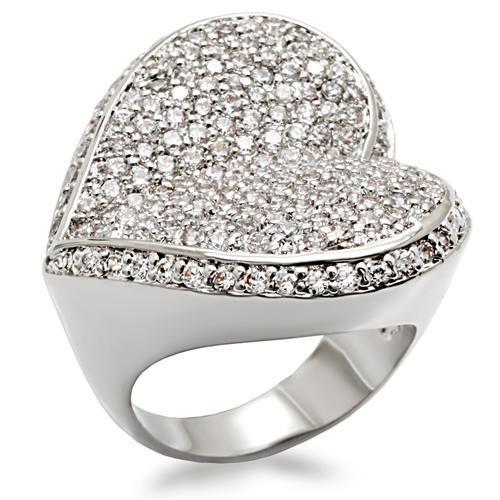 Rhodium Brass Ring with AAA Grade CZ  in Clear