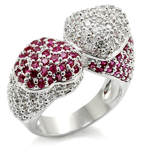 Rhodium Brass Ring with Synthetic Garnet in Ruby