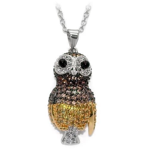 Rhodium+Gold+ Ruthenium Brass Chain Pendant with AAA Grade CZ  in Multi Color