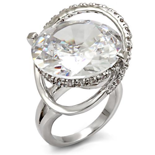 Rhodium Brass Ring with AAA Grade CZ  in Clear