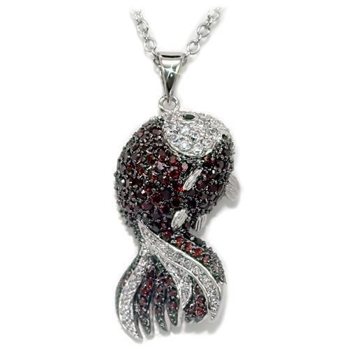 Rhodium + Ruthenium Brass Chain Pendant with AAA Grade CZ  in Multi Color