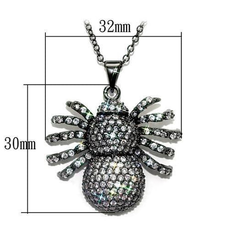 Ruthenium Brass Chain Pendant with AAA Grade CZ  in Clear