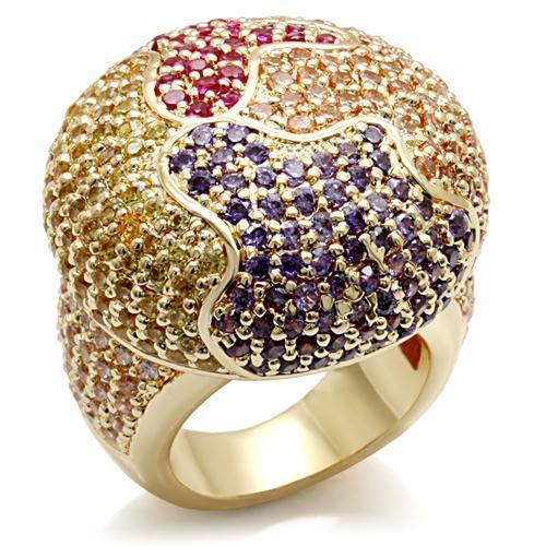 Imitation Gold Brass Ring with AAA Grade CZ  in Multi Color