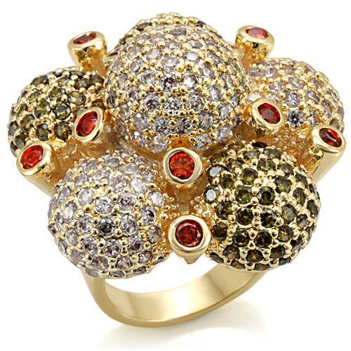 Imitation Gold Brass Ring with AAA Grade CZ  in Garnet