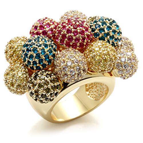 Imitation Gold Brass Ring with AAA Grade CZ  in Multi Color