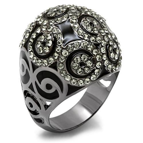 TIN Cobalt Black Brass Ring with Top Grade Crystal  in Black Diamond