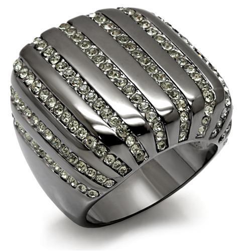 TIN Cobalt Black Brass Ring with Top Grade Crystal  in Black Diamond
