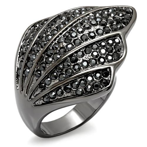TIN Cobalt Black Brass Ring with Top Grade Crystal  in Jet