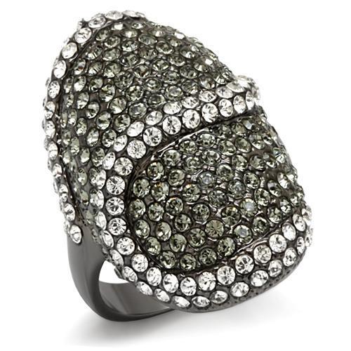 TIN Cobalt Black Brass Ring with Top Grade Crystal  in Black Diamond