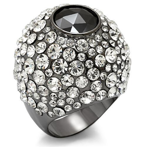 TIN Cobalt Black Brass Ring with AAA Grade CZ  in Black Diamond