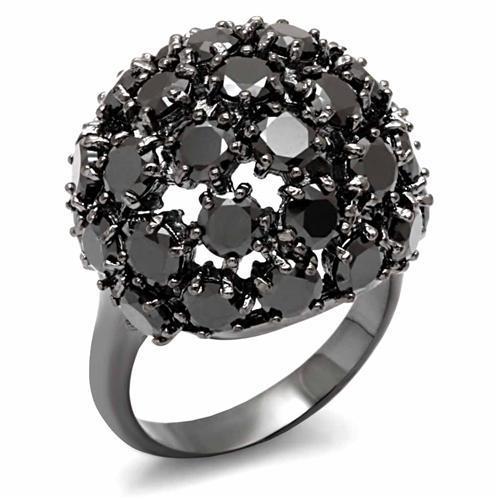 TIN Cobalt Black Brass Ring with AAA Grade CZ  in Jet