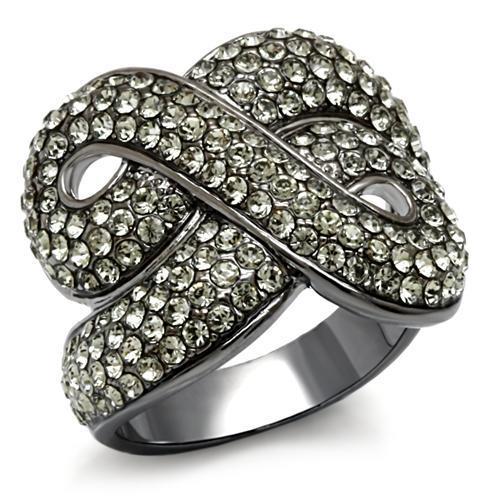 TIN Cobalt Black Brass Ring with Top Grade Crystal  in Black Diamond