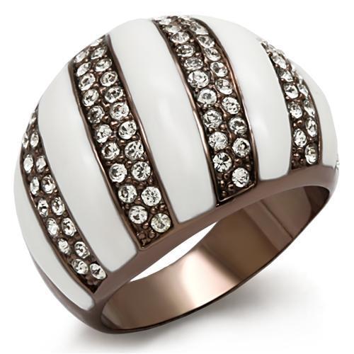 Chocolate Gold Brass Ring with Top Grade Crystal  in Clear