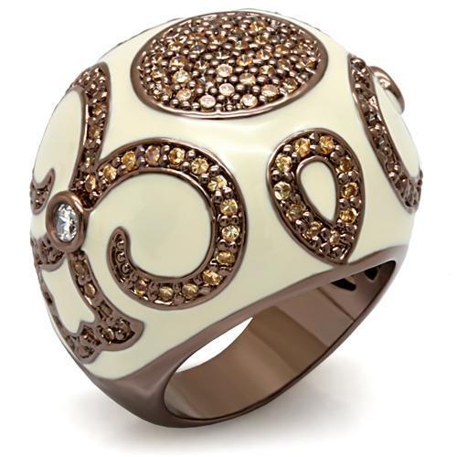 Chocolate Gold Brass Ring with AAA Grade CZ  in Champagne