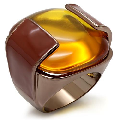 Chocolate Gold Brass Ring with AAA Grade CZ  in Topaz