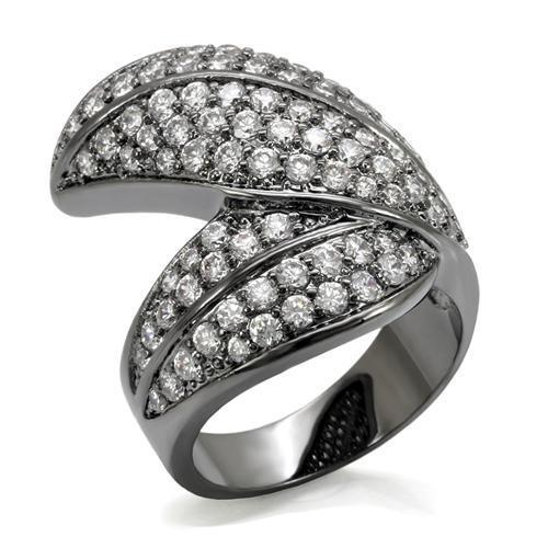 TIN Cobalt Black Brass Ring with AAA Grade CZ  in Clear