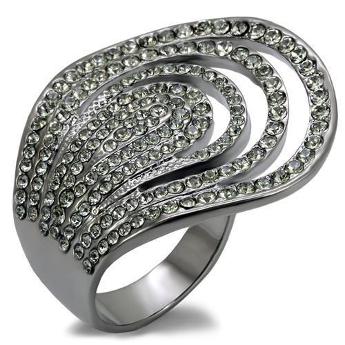 TIN Cobalt Black Brass Ring with Top Grade Crystal  in Black Diamond