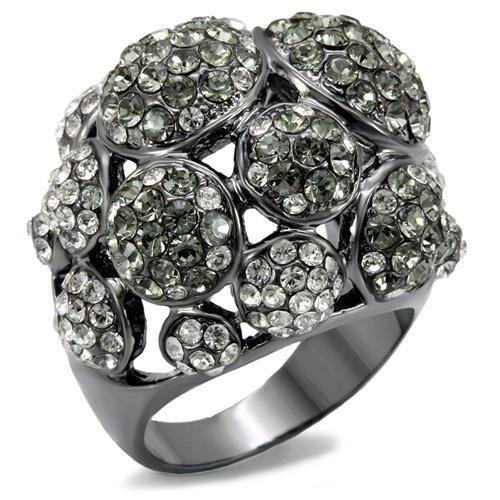 TIN Cobalt Black Brass Ring with Top Grade Crystal  in Black Diamond