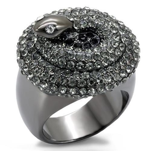 TIN Cobalt Black Brass Ring with Top Grade Crystal  in Multi Color
