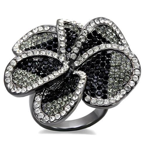 TIN Cobalt Black Brass Ring with Top Grade Crystal  in Multi Color