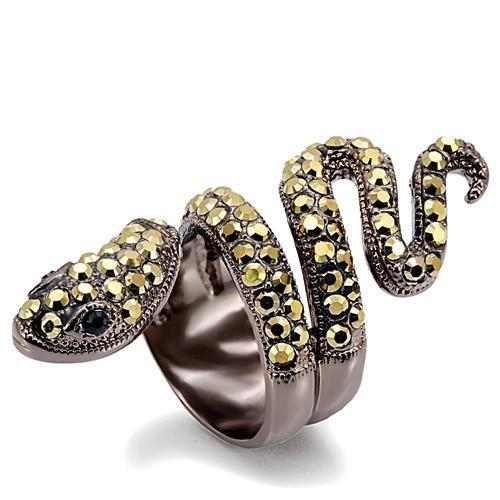 Chocolate Gold Brass Ring with Top Grade Crystal  in Multi Color