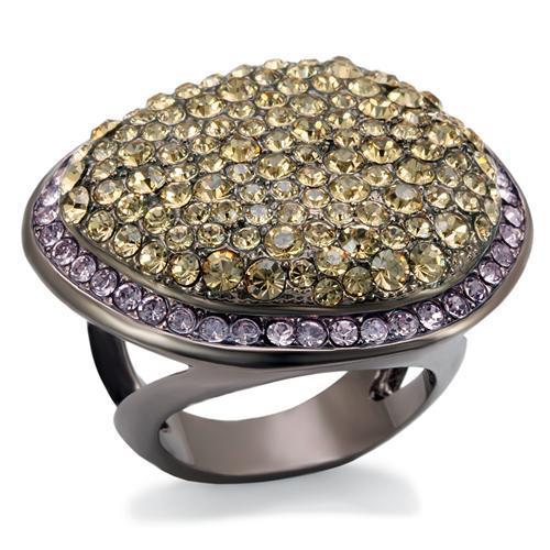 Chocolate Gold Brass Ring with Top Grade Crystal  in Multi Color
