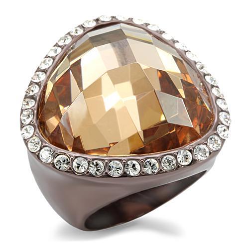 Chocolate Gold Brass Ring with AAA Grade CZ  in Champagne