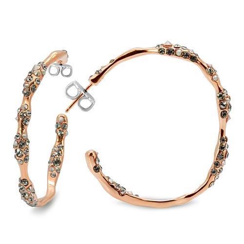 Rose Gold Brass Earrings with Top Grade Crystal  in Black Diamond