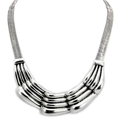 Antique Silver White Metal Necklace with No Stone