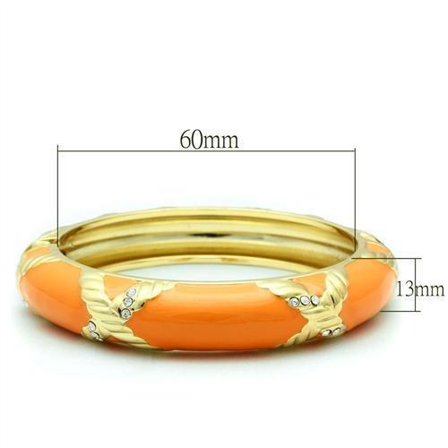 Gold White Metal Bangle with Top Grade Crystal  in Clear