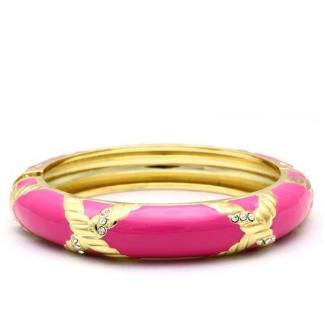 Gold White Metal Bangle with Top Grade Crystal  in Clear