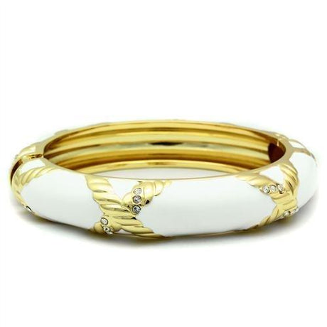 Gold White Metal Bangle with Top Grade Crystal  in Clear