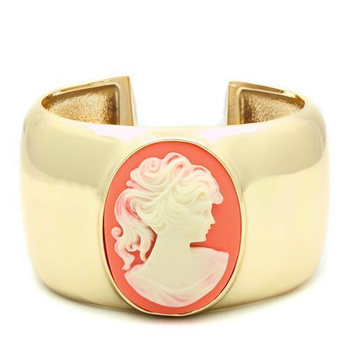 Gold Brass Bangle with Synthetic Synthetic Stone in Multi Color