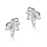 Rhodium White Metal Earrings with Top Grade Crystal  in Clear