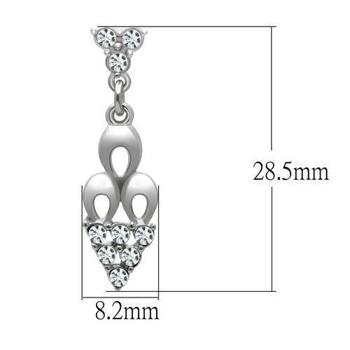 Rhodium White Metal Earrings with Top Grade Crystal  in Clear