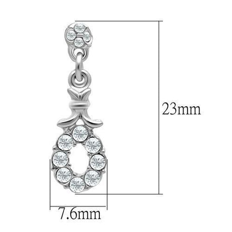Rhodium White Metal Earrings with Top Grade Crystal  in Clear
