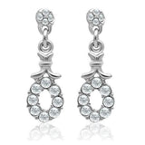 Rhodium White Metal Earrings with Top Grade Crystal  in Clear