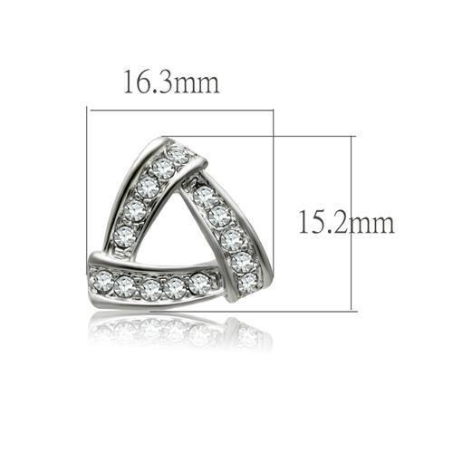 Rhodium White Metal Earrings with Top Grade Crystal  in Clear