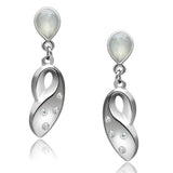 Rhodium White Metal Earrings with Top Grade Crystal  in Clear